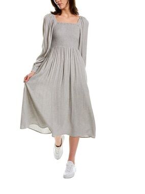 Madewell Lucie Smocked Wool-Blend Midi Dress Size Medium